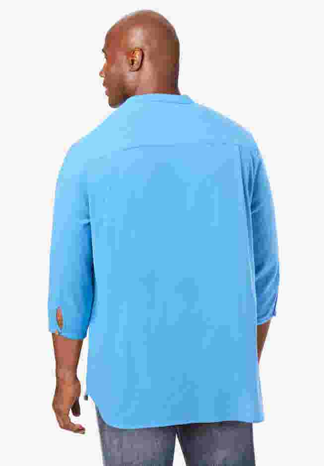 Gauze Mandarin Collar 3/4 Sleeve Shirt image number 1