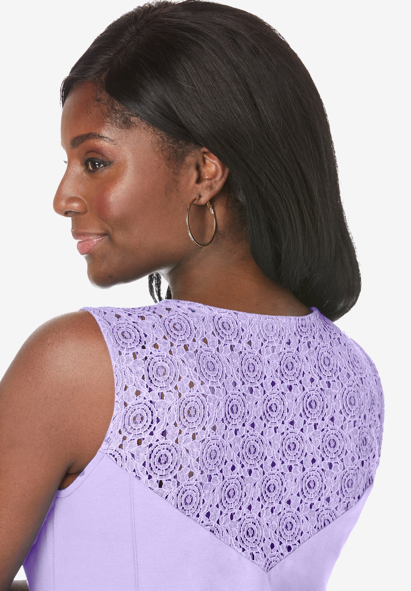 Stretch Cotton Crochet-Back Maxi Dress image number 3