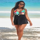 Tie Front V-Neck Swimdress image number null