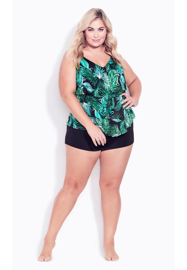 3 Tiered Print Tankini Top image number 1