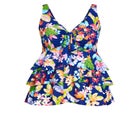 Ruffled Print Tankini Top image number null