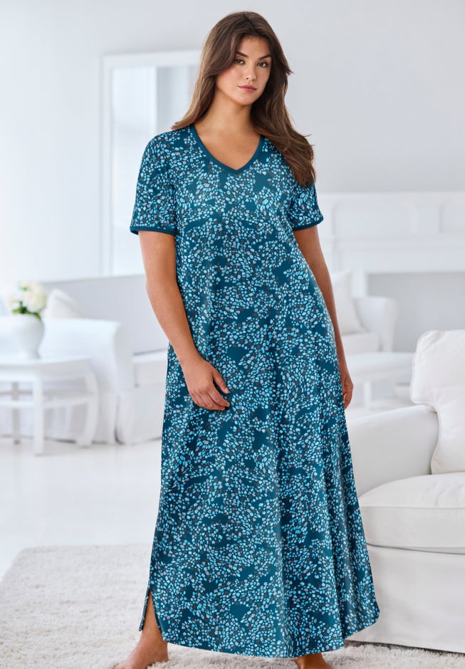 V-Neck Short Sleeve Maxi T-Shirt Lounger image number 5