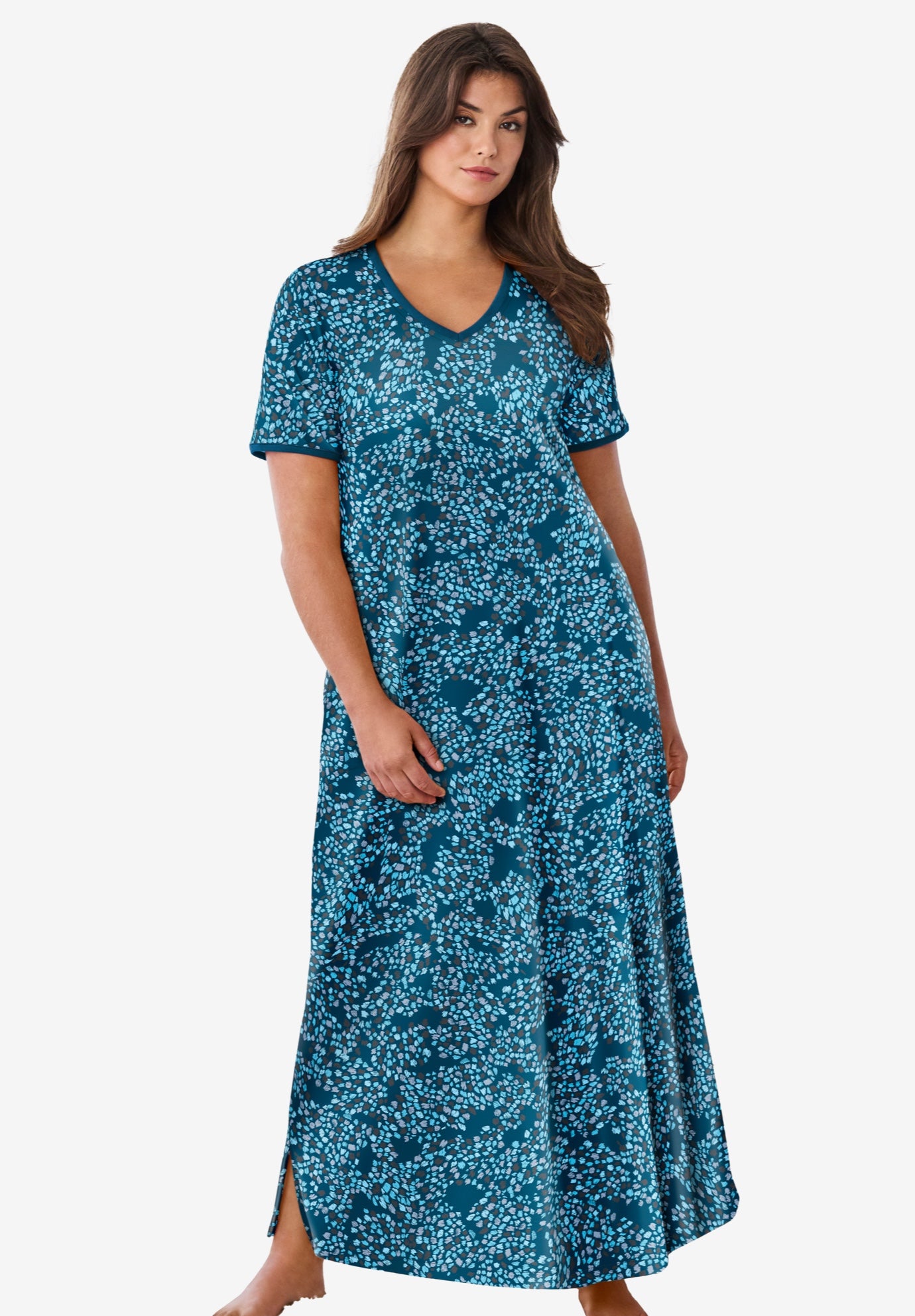 V-Neck Short Sleeve Maxi T-Shirt Lounger image number 0