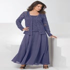 Plus-Size 2 Piece Long Sleeve Embellished Lace Jacket and Full Gown image number null