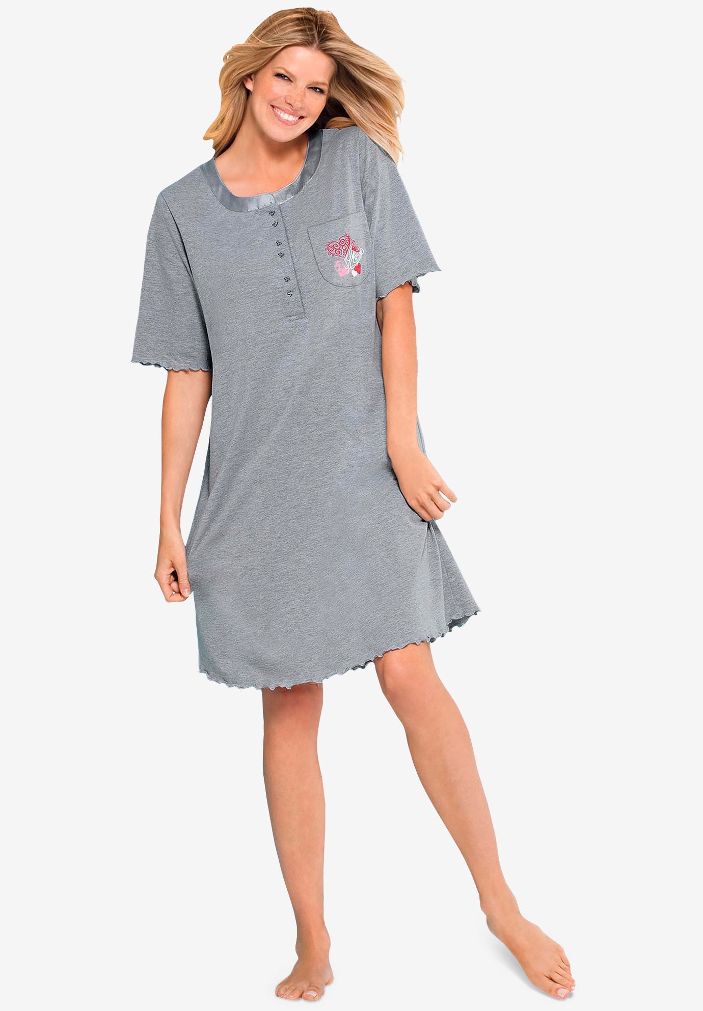 Satin Trim Cotton Sleepshirt image number 0