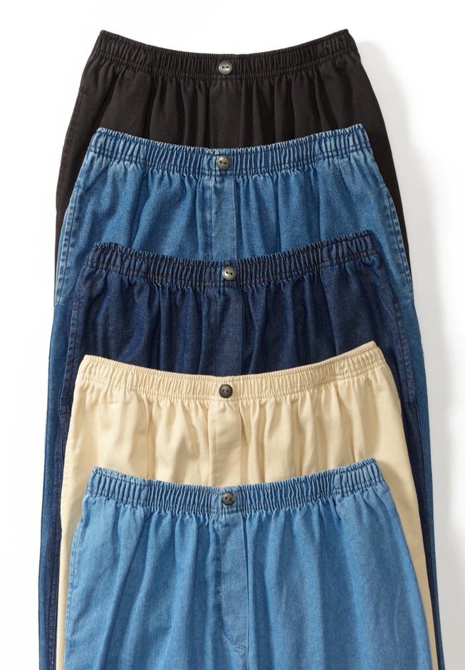 7-Day Straight-Leg Elastic-Waist Cotton Denim Pant image number 4