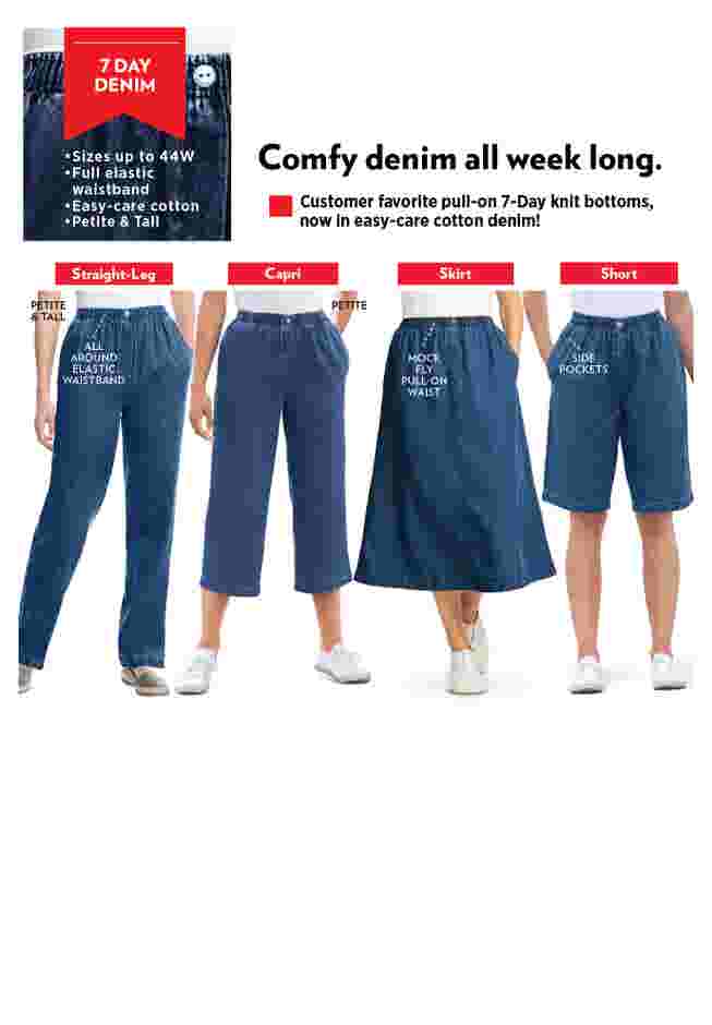 Womens Plus-Size Straight-Leg All-Cotton Denim Pull-On 7-Day Elastic-Waist Jeans image number 3