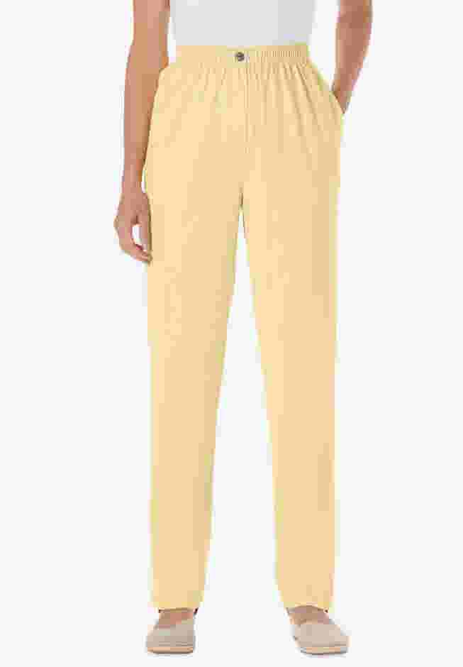 Womens Plus-Size Straight-Leg All-Cotton Denim Pull-On 7-Day Elastic-Waist Jeans image number 5