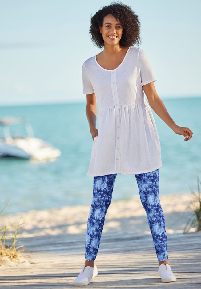 Stretch-Cotton Knit Pull-On Printed Leggings image number 4