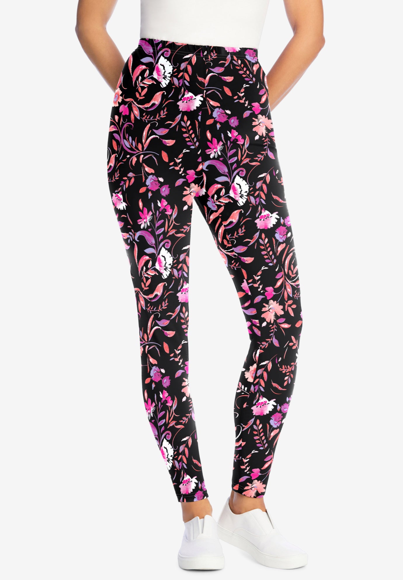 Stretch-Cotton Knit Pull-On Printed Leggings image number 0