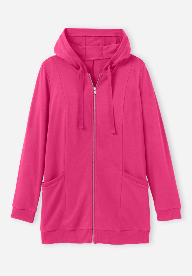 Zip Front Tunic Hoodie Jacket image number 3