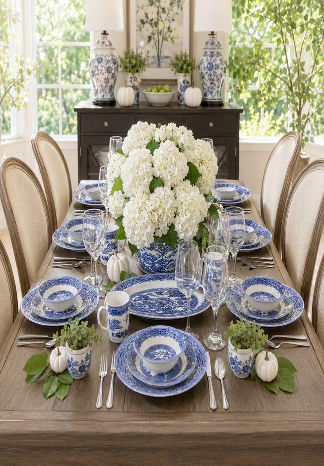 16-PC. Blue Willow Dinnerware Set image number 2