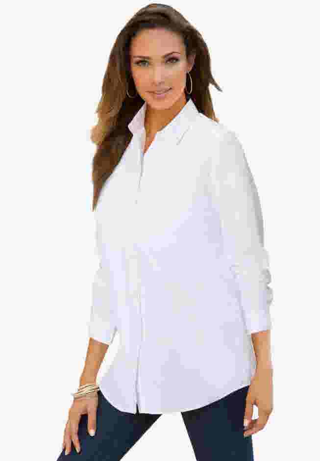 Plus Size Kate Long Sleeve Easy Cotton-Blend Button-Front Shirt image number 0
