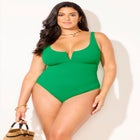 Ribbed V-Wire One Piece Swimsuit image number null