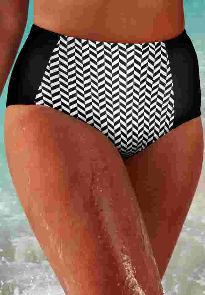 High Waist Piped Swim Brief image number 2