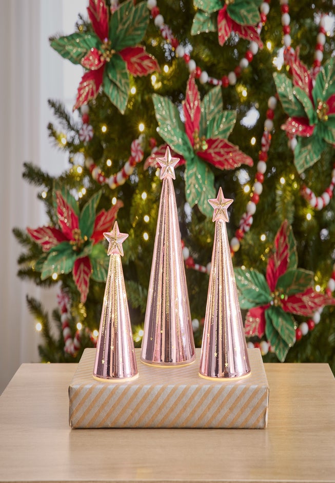 Pre-Lit Glass Tabletop Tree, Set of 3 image number 0