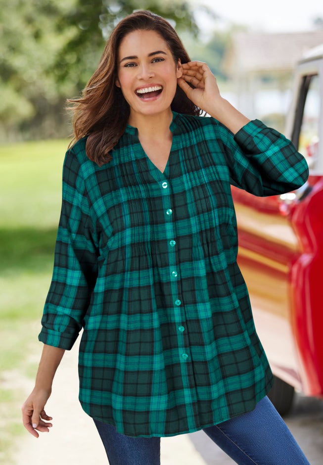 Pintucked Flannel Shirt image number 0