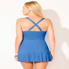 Lightweight Faux Wrap Petal-Hem Swimdress  image number null