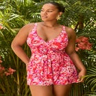 Lightweight Faux Wrap Petal-Hem Swimdress  image number null