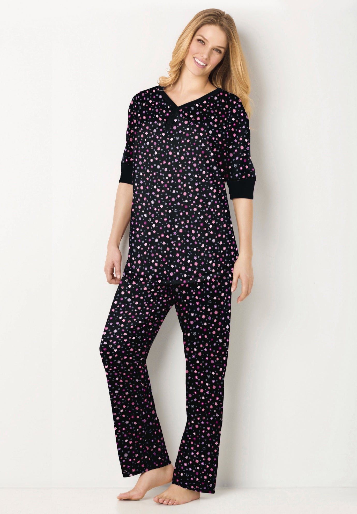 Printed Henley PJ Set image number 6