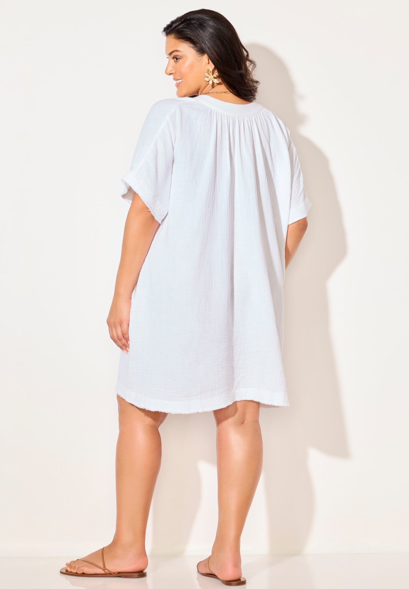 Gauze V-Neck Cover Up image number 1