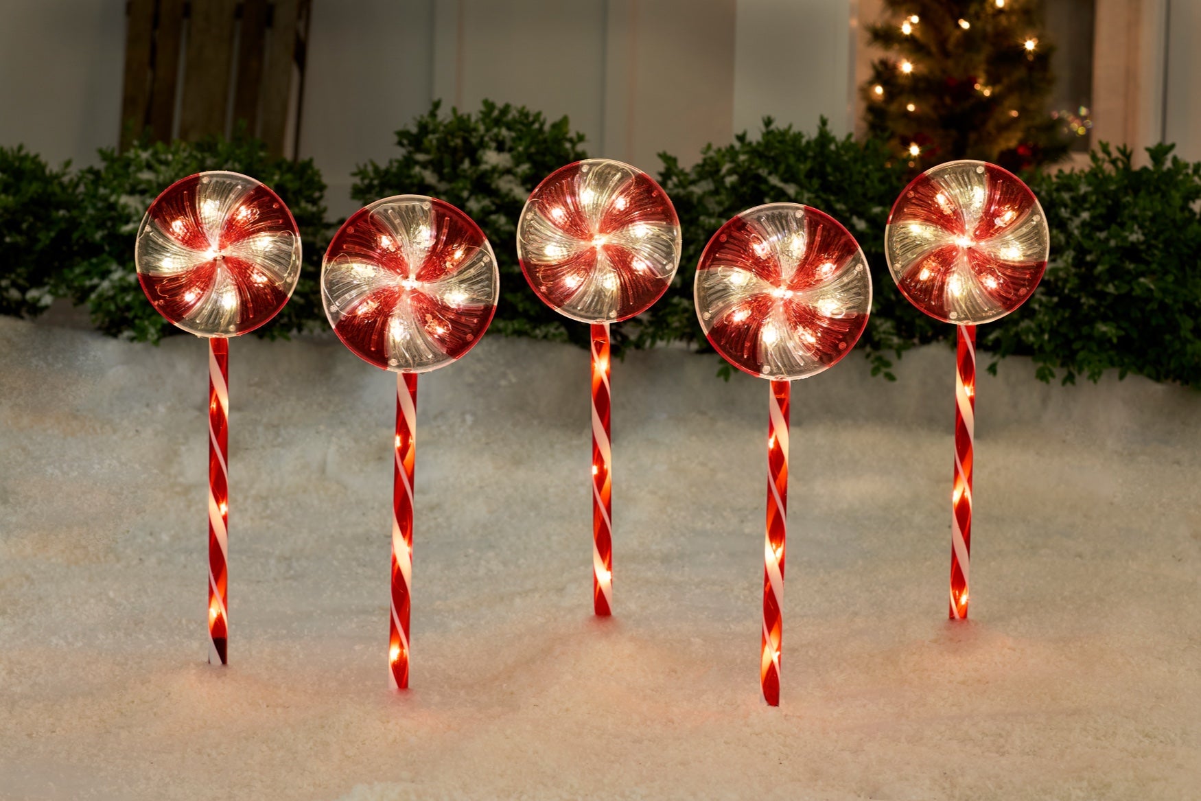 Peppermint Candy Pathway Lights, Set of 5 image number 0