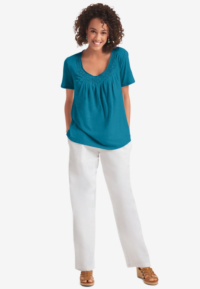 Crochet-Trim Knit Top image number 3