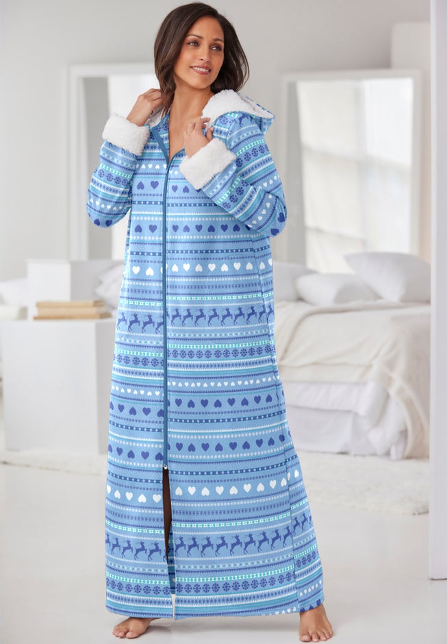 Sherpa-Lined Long Hooded Robe image number 4