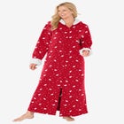 Sherpa-Lined Long Hooded Robe image number null