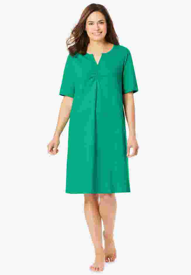 Shirred Short-Sleeve Sleepshirt image number 0