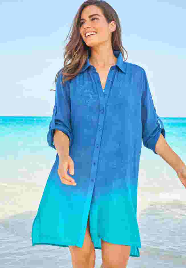 Button-Front Swim Cover Up image number 0