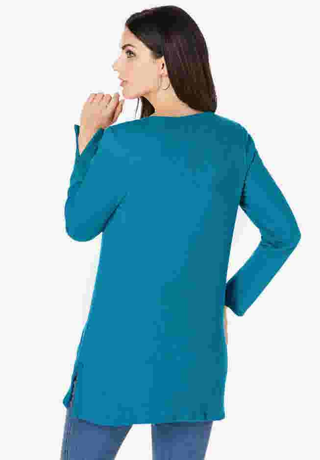 Plus Size Knit Thermal Henley Top – Long Sleeve image number 1
