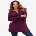 Plus Size Knit Thermal Henley Top &ndash; Long Sleeve image number null
