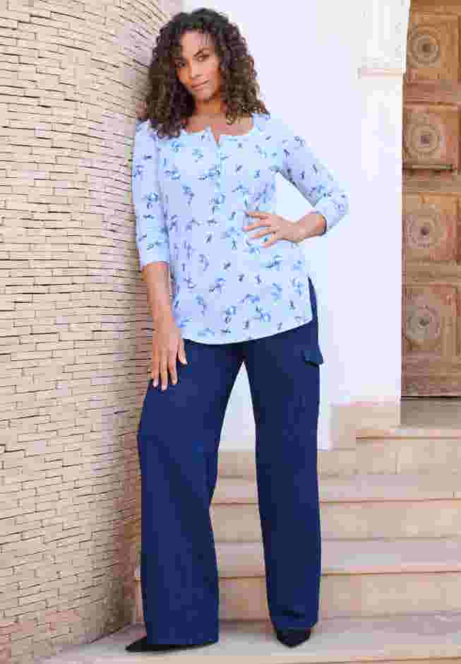Plus Size Knit Thermal Henley Top – Long Sleeve image number 5