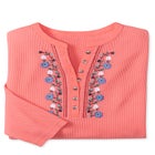 Embroidered Thermal Henley Tee image number 3