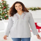 Embroidered Thermal Henley Tee image number null