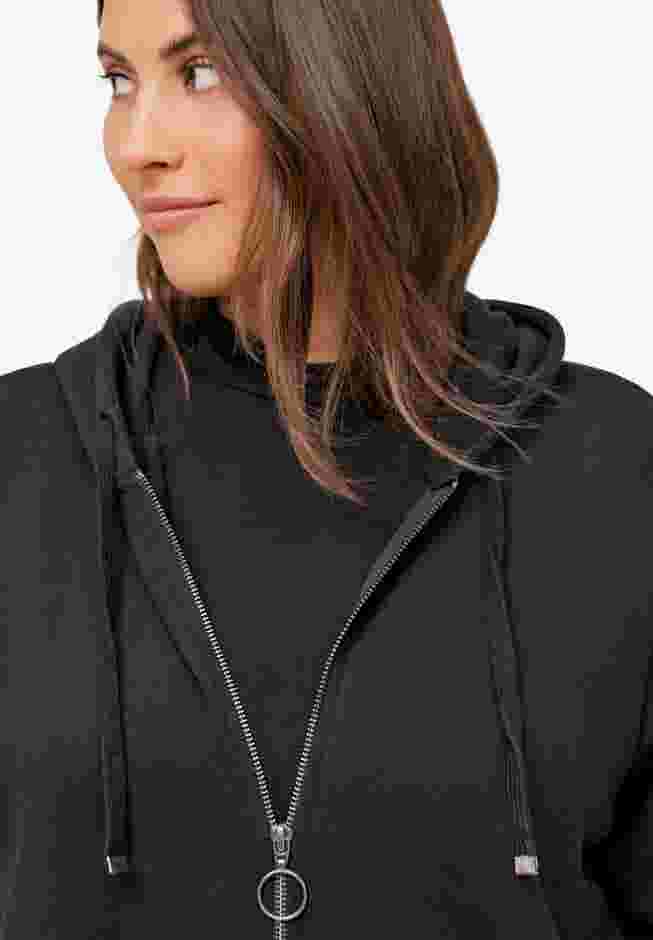 French Terry Zip-Front Hoodie With Zip Pockets image number 1