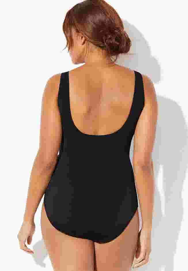 Chlorine Resistant Zip Front One Piece Swimsuit image number 1