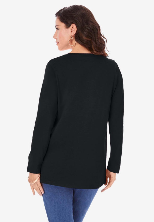 Plus Size Ultimate Cotton Crewneck Long Sleeve Tee image number 2