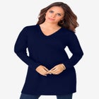 Plus Size Cotton Ultimate Long Sleeve V-Neck Tunic image number null