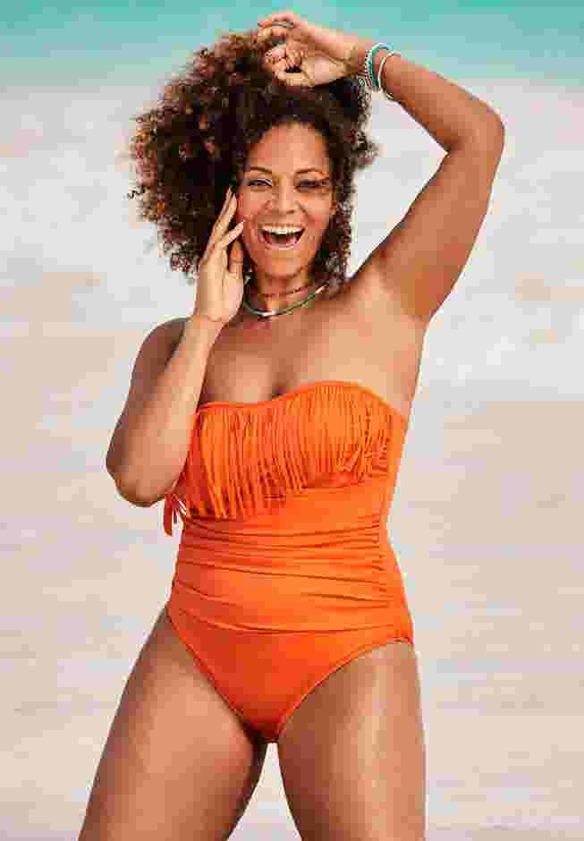 Fringe Bandeau One Piece Swimsuit image number 3