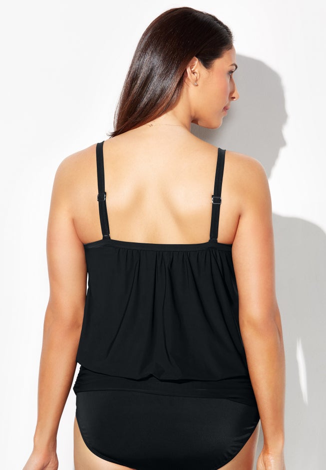 Lightweight Scoop Neck Blouson Tankini Top image number 1