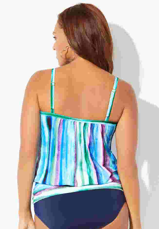 Lightweight Scoop Neck Blouson Tankini Top image number 1