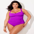 Ruched Twist Front One Piece Swimsuit image number null