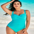 Ruched Twist Front One Piece Swimsuit image number null