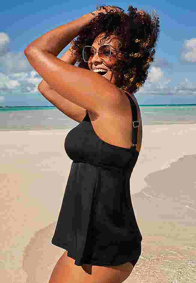 V-Neck Flowy Tankini Top image number 2