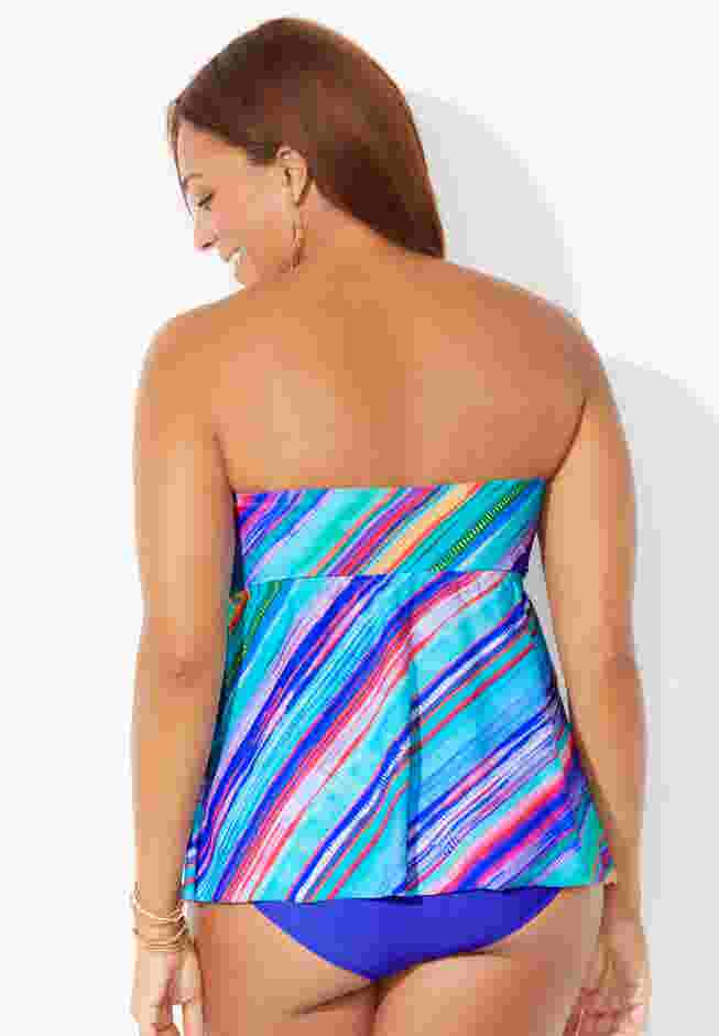 Smocked Bandeau Tankini Top image number 1