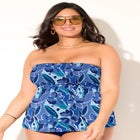 Smocked Bandeau Tankini Top image number null