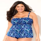 Smocked Bandeau Tankini Top image number null