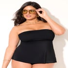 Smocked Bandeau Tankini Top image number null